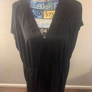 liz claiborne women black v neck blouse 2X